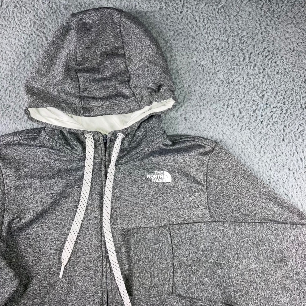 The North Face Full Zip Hoodie‎ Women L Grey Heathered Thumbhole Active Jacket